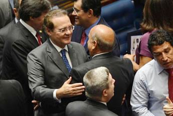 Renan Calheiros (PMDB/AL) é eleito para o segundo mandato à frente do Senado. (Foto: Antônio Cruz/Agência Brasil)