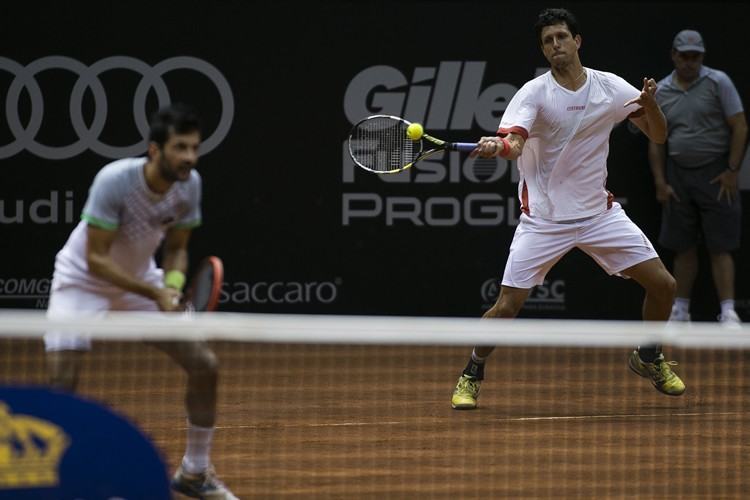 Marcelo Melo (à direita) durante o Brasil Open 2015. (Foto: Daniel Vorley /Brasil Open 2015)