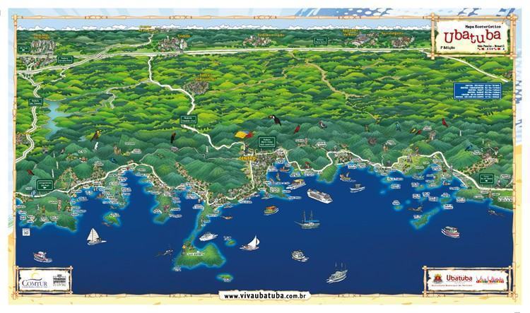 Mapa é impresso no formato A3 e exibe as praias e atrativos de relevância da cidade. (Foto: Reprodução)