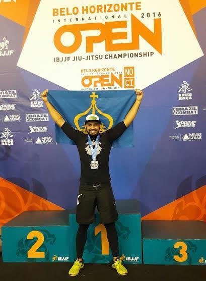 Na disputa do ‘submission’, Leão ficou a medalha de bronze na categoria “absoluto”. (Divulgação/PMI)