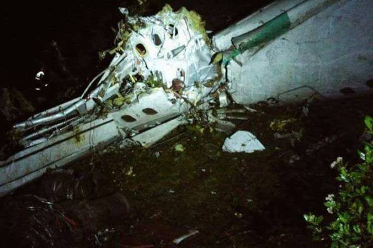 Destroços do avião. (Foto: reprodução/Twitter)