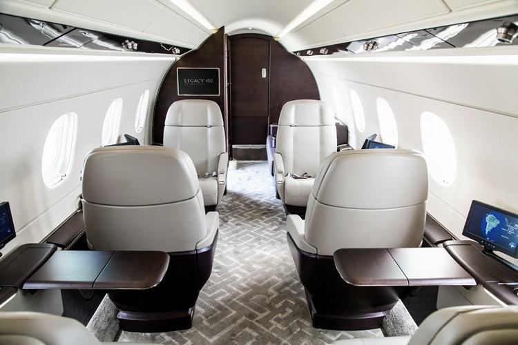 Detalhes do interior do Legacy 450. (Foto: Divulgação/Embraer)