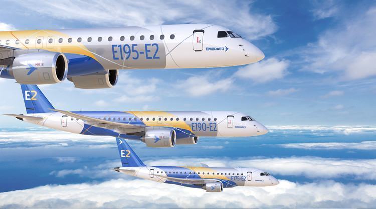 Aeronave E190-E2 está programado para entrar em serviço em 2018. (Foto: Embraer)