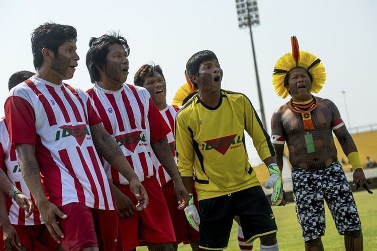 Índios Kayapó entram enfrentam os índios do Panamá pela primeira rodada dos Jogos Mundiais dos Povos Indígenas. (Foto: Marcelo Camargo/Agência Brasil)
