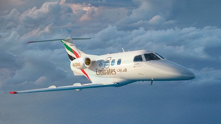  Phenom 100E no Dubai Airshow. (Foto: Embraer)