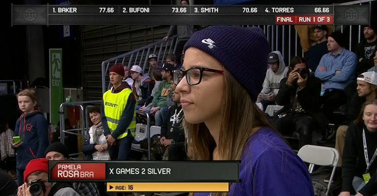 Pâmela durante prova que lhe rendeu a medalha em Austin. (Foto: Reprodução TV)