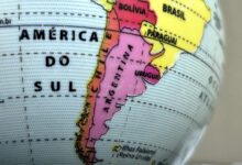 Mapa da América do Sul.