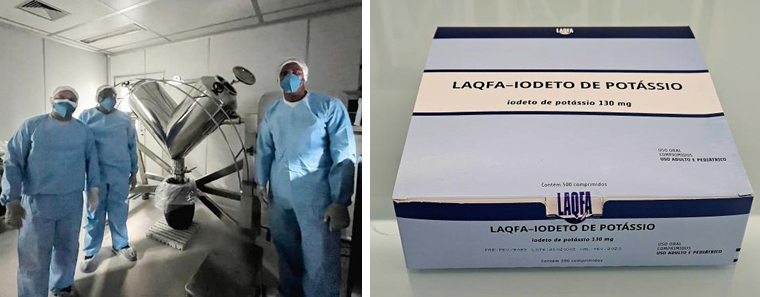  produção nacional do LAQFA-Iodeto de Potássio 130 mg — registrada na Anvisa sob o nº 1.12330050.001-8 — foi concluída em 2 de maio. 