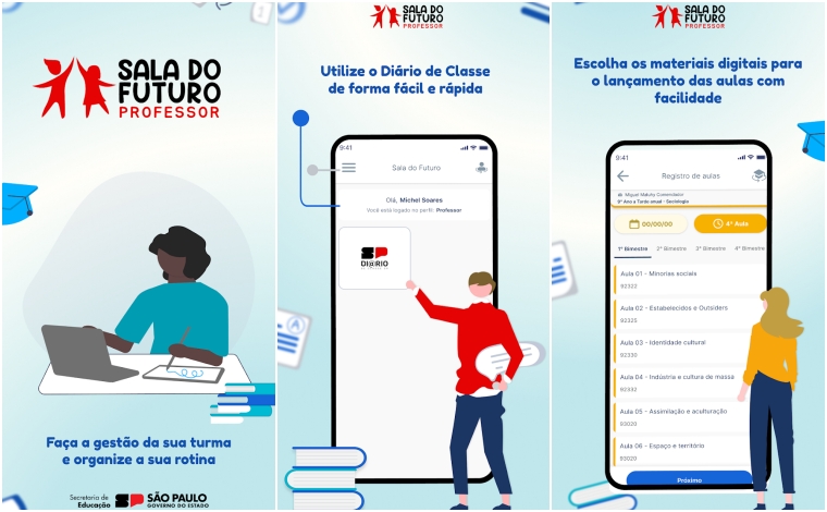 Interface do aplicativo Sala do Futuro, nova plataforma digital da Educação de São Paulo