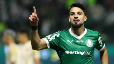 O jogador Flaco López, da SE Palmeiras, comemora seu gol contra a equipe do CR Vasco da Gama, durante partida válida pela vigésima sexta rodada, do Campeonato Brasileiro, Série A, na arena Allianz Parque