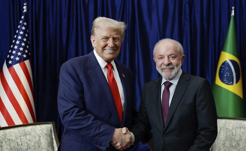 Lula e Trump durante encontro. 