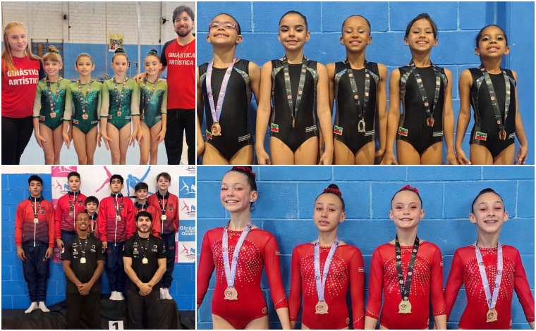 Atletas de Pindamonhangaba durante apresentações na Copa São Paulo de Ginástica Artística