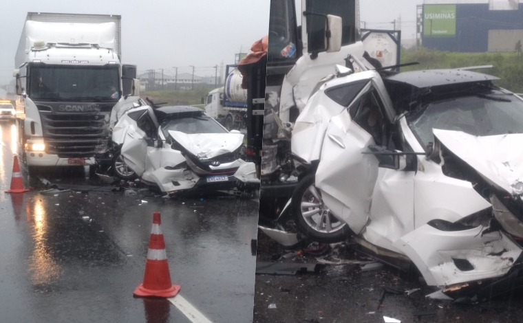 Engavetamento provoca interdição parcial na Rodovia Presidente Dutra em Taubaté