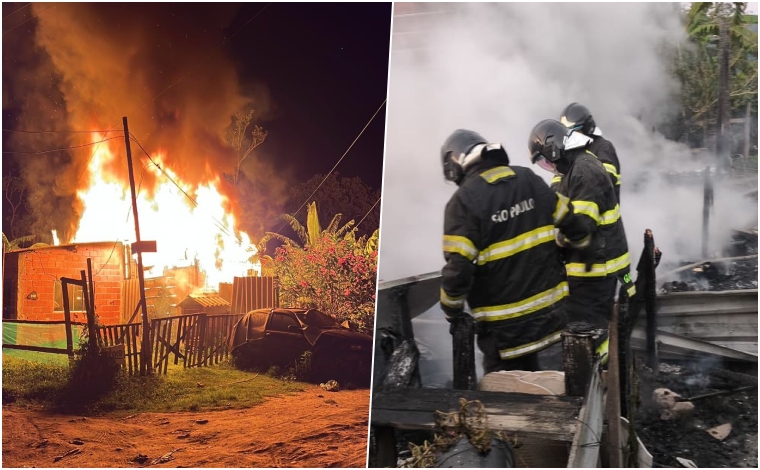 Bombeiros combateram chamas na casa