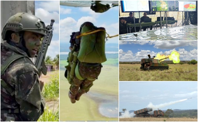 Militares das Forças Armadas em exercício da Operação Atlas na Amazônia